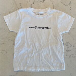 White Kids T-Shirt with 'I am a (future) voter.' Print